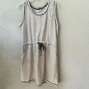 EXIST Summer Blue and White Striped Drawstring waist dress with pockets